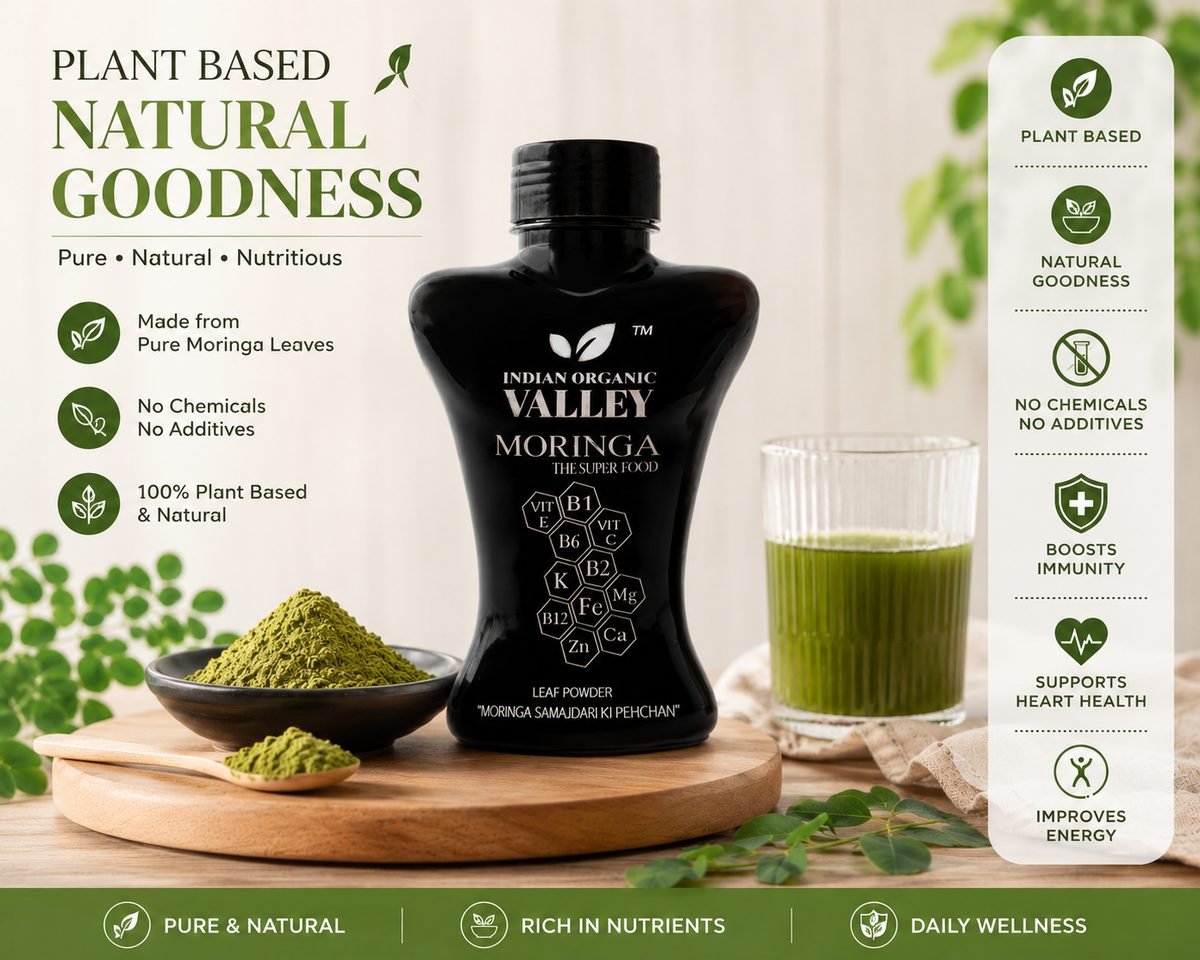 Plant based natural goodness — moringa powder and green drink