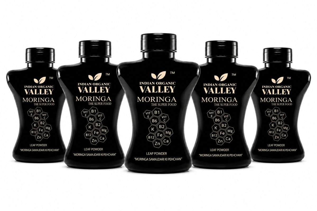 Indian Organic Valley Moringa Leaf Powder family pack lineup